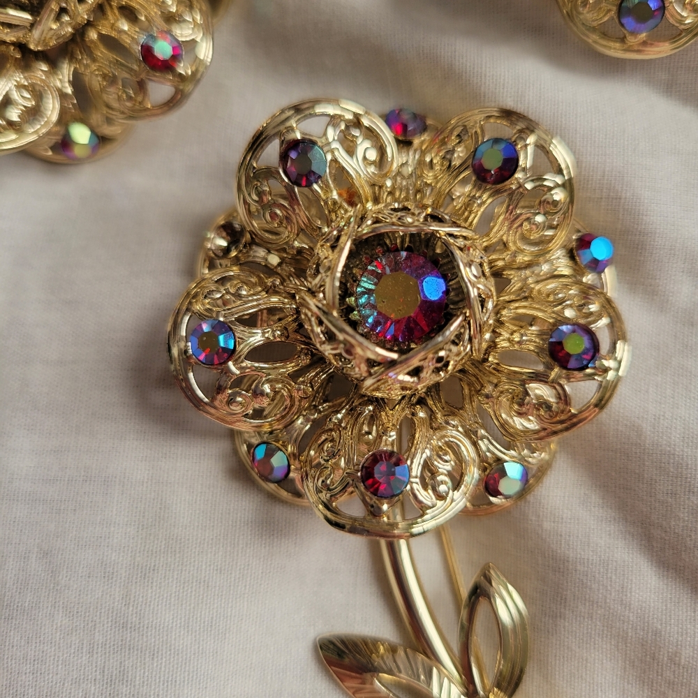 VTG Sara Coventry Demi-Parure "Fashion Flower" Set - Picture 3 of 12